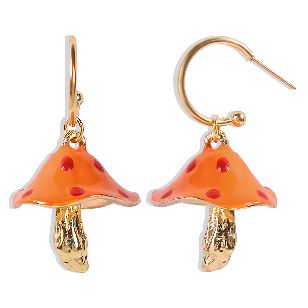 Hot Sale Creative Dream Cute Small Mushroom Drip Earrings Colorful Drip Mushroom Earrings Wholesale Gooddiy