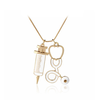 New Medical Equipment Necklace Periphery Doctor Syringe Stethoscope Necklace Wholesale Gooddiy