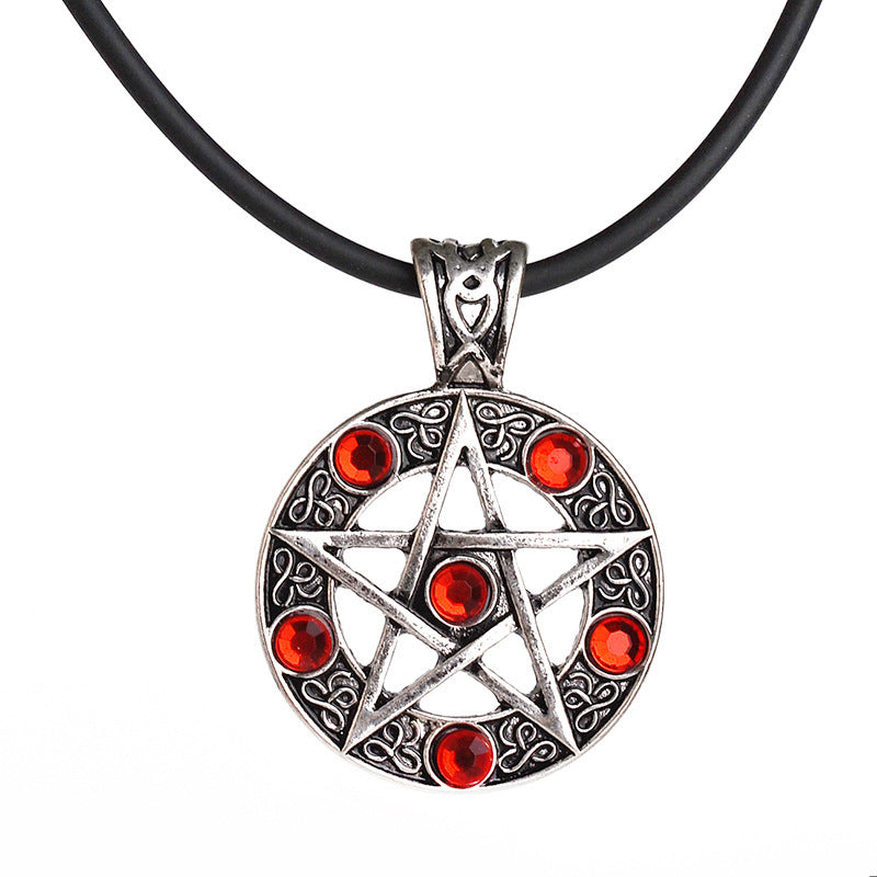 Hot Sale Retro Satan Logo Pentagram Diamond Pendant Necklace Wholesale Gooddiy