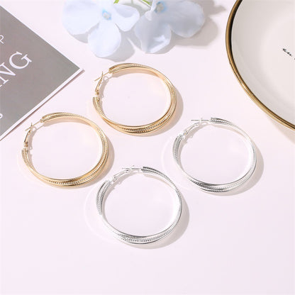 New Fashion Exaggerated Geometric Multi-layer Large Circle Earrings Simple Three-layer Cross Earrings For Women Wholesale