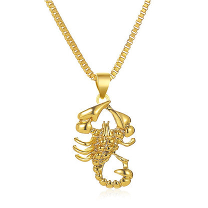 New Necklace Hipster Imitation Gold Scorpion Pendant Necklace Hip Hop Style Hollow Necklace Sweater Chain Wholesale Gooddiy