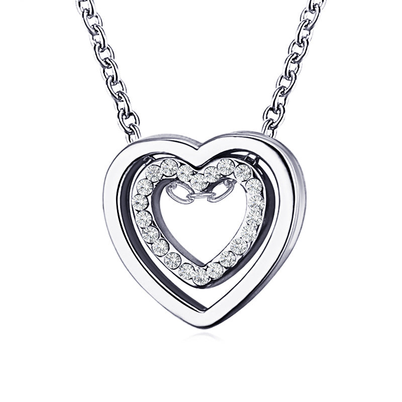 Sweet Heart Shape Alloy Plating Inlay Artificial Gemstones Women's Pendant Necklace