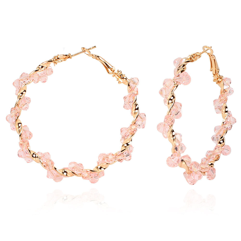 Hand-woven Geometric Crystal Earrings Exaggerated Hoop Earrings Round Wholesale Gooddiy