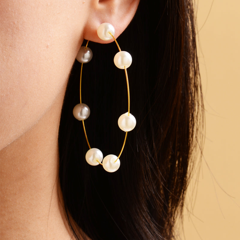 New Pearl Circle Earrings Trendy Fashion Exaggerated Pearl Earrings Wholesale Gooddiy