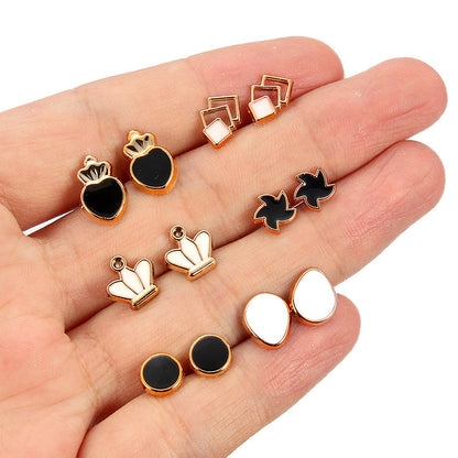 Fashion Geometric Plastic Enamel Pearl Women's Ear Studs 1 Set