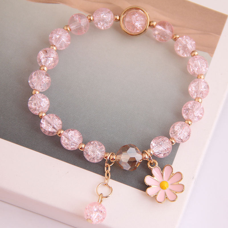 Korean Fashion Simple Small Daisy Pendant Crystal Beads  Bracelet Wholesale Nihaojewelry