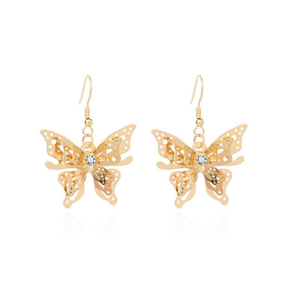 Fashion  Hot Sale Models Zircon Earrings  Gold Three-dimensional Butterfly Earrings For Women Gooddiy