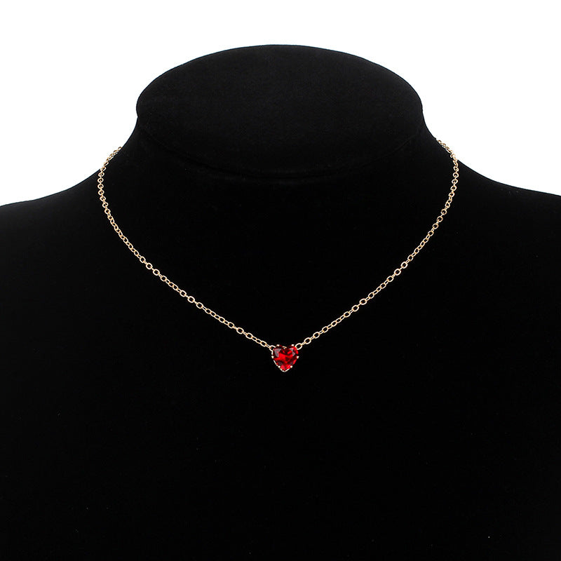 New Products Simple Alloy Chain Crystal Necklace Color Fashion Heart-shaped Zircon Clavicle Chain Wholesale Gooddiy