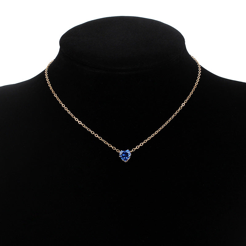 New Products Simple Alloy Chain Crystal Necklace Color Fashion Heart-shaped Zircon Clavicle Chain Wholesale Gooddiy