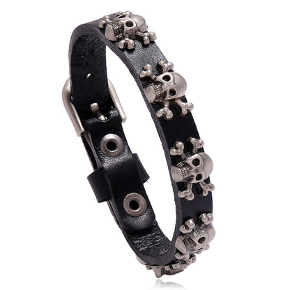 Hot-selling Skull Punk Style Simple Adjustable Men's Cowhide Bracelet Wholesale Gooddiy