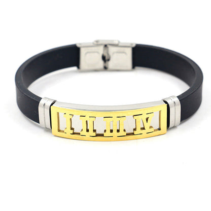 New Two-tone Stainless Steel Titanium Steel Fashion Pu Leather Bracelet Wholesale Gooddiy