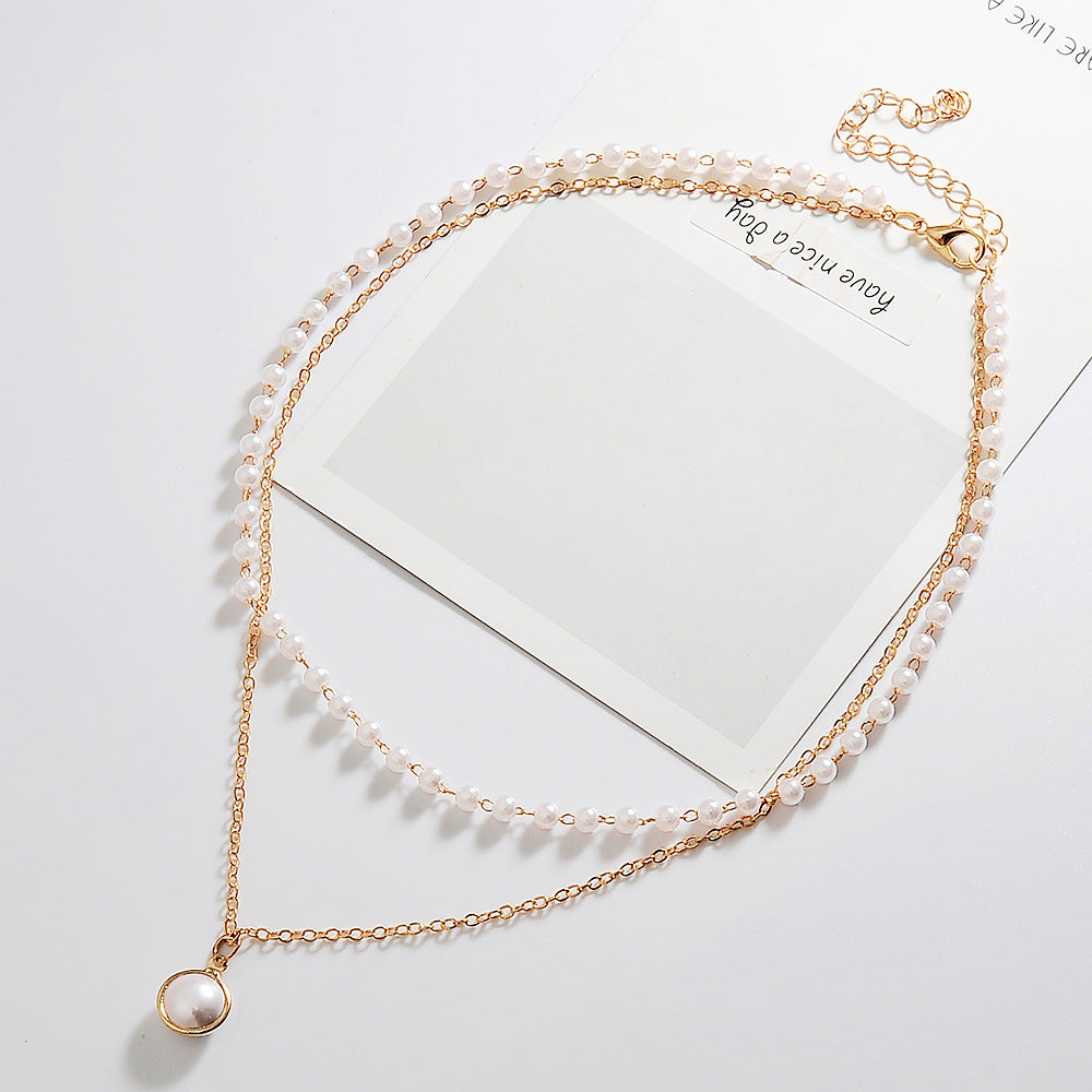 New  Trendy Simple Double-layer Pearl Necklace Wholesale Gooddiy