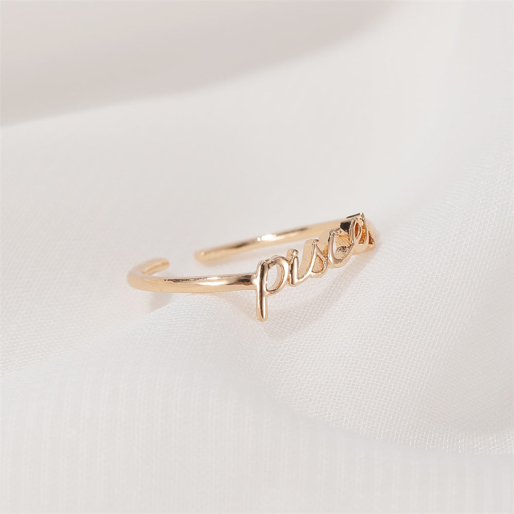 New  Fashion  Letter   Open Index Finger Single Ring  Personality Simple Twelve Constellation Ring