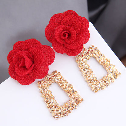 Fashion Metal Geometric Shape Flower Exaggerated Earrings Wholesale Nihaojewelry