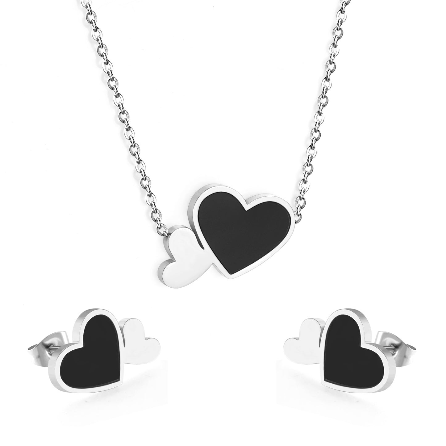 2 Pieces Fashion Heart Shape Stainless Steel Shell Plating Women's Jewelry Set