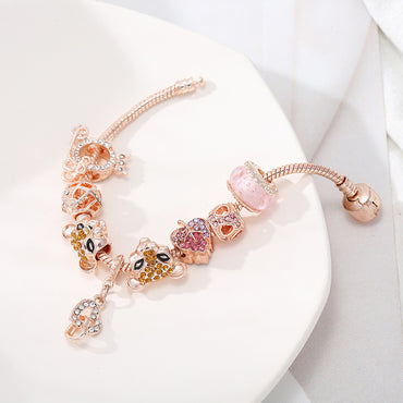 1 Piece Simple Style Heart Shape Flower Copper Plating Zircon Women's Bracelets