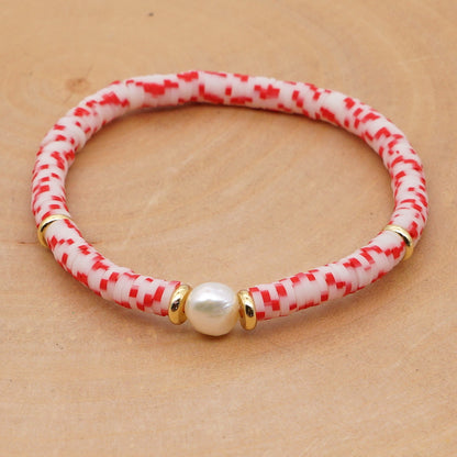 Hot Sale Fashion Trendy Vacation Beach Style Natural Baroque Pearl Color Soft Ceramic Letter Bracelet