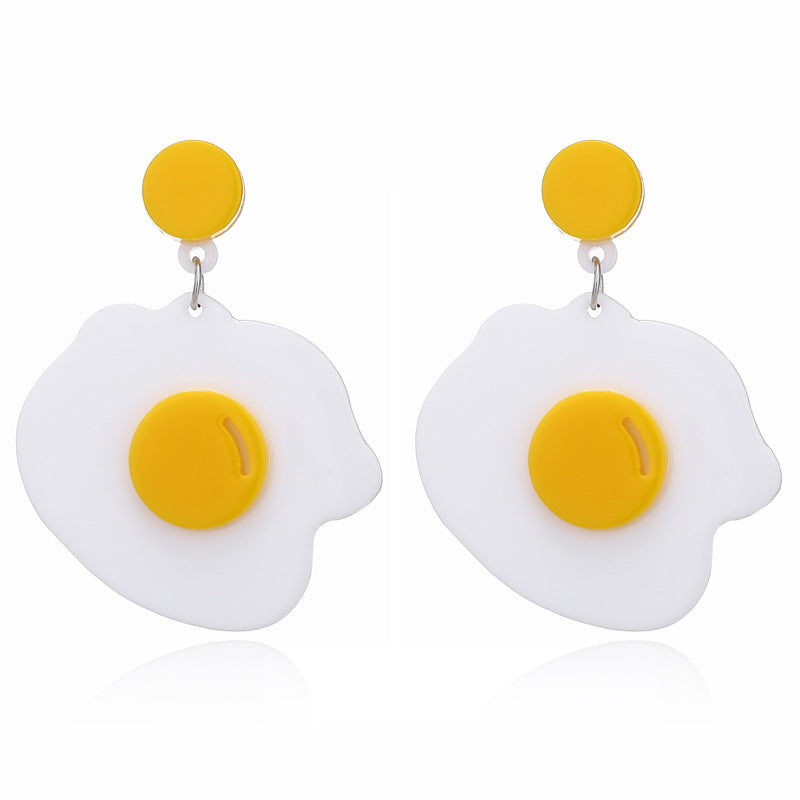 Korean Fried Eggs Sweet And Cute Girl Line Hot-saling Acrylic Alloy Earrings