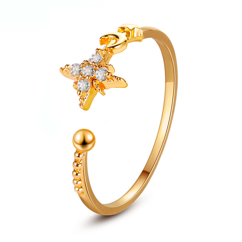 Hot Selling Simple Star Moon Ring Classic Opening Adjustable Finger Ring Wholesale Gooddiy