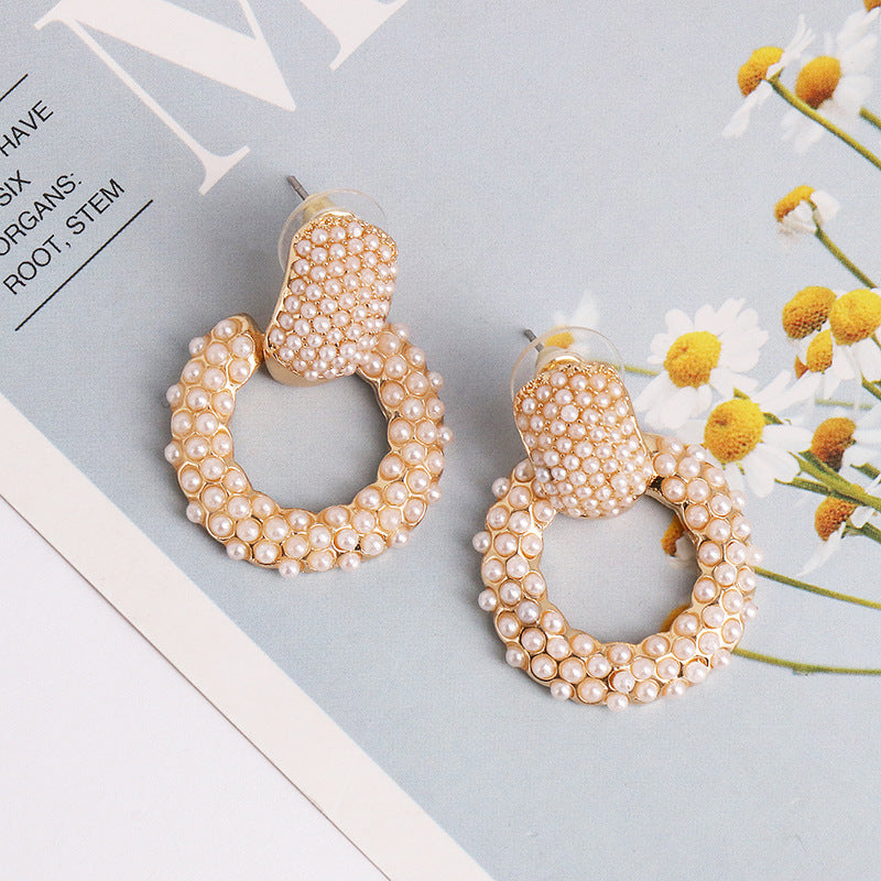 New Geometric Earrings Pearl Short Earrings Fashion Earrings Wholesale