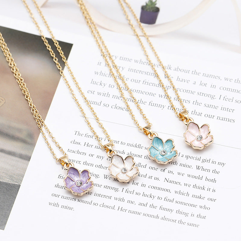 New Fashion Necklace Wild Color Cute Sun Flower Necklace Clavicle Chain Female Personality Flower Necklace Decoration Wholesale Gooddiy