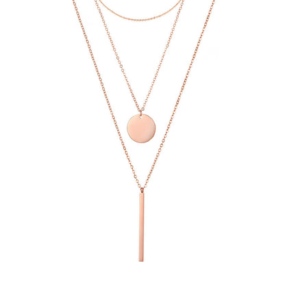 Simple Style Geometric Stainless Steel Plating Layered Necklaces