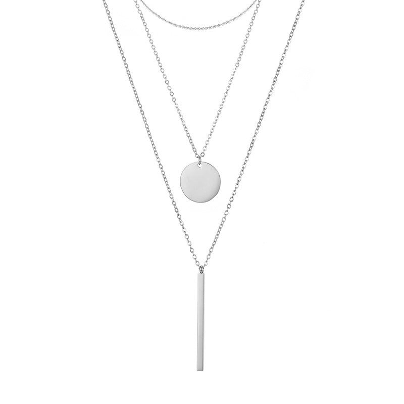 Simple Style Geometric Stainless Steel Plating Layered Necklaces