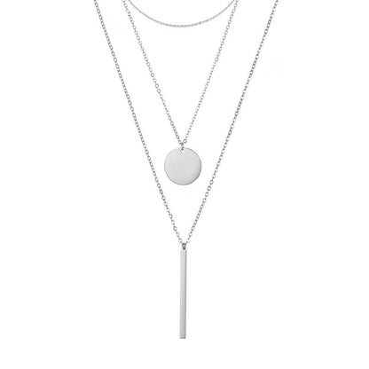 Simple Style Geometric Stainless Steel Plating Layered Necklaces