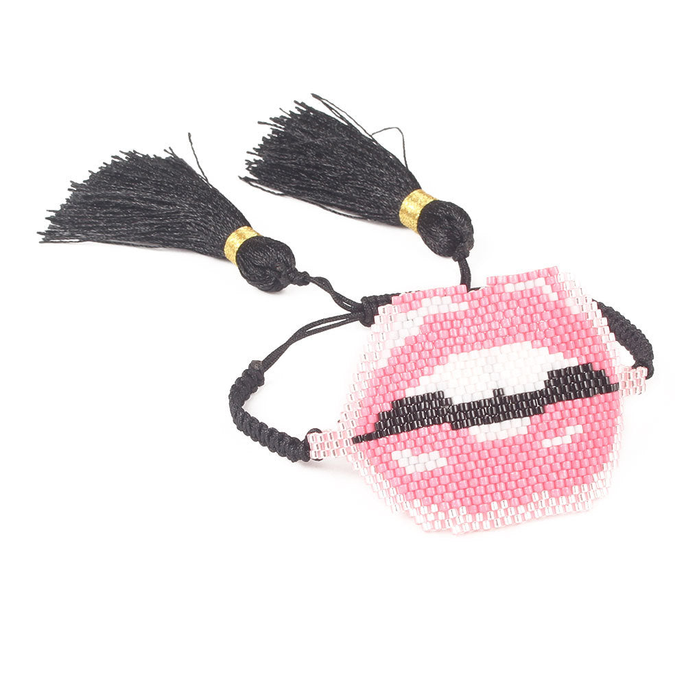 European And American Lips Tassel Bracelet Miyuki Beads Hand-woven Mouth Bracelet