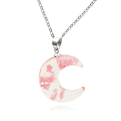 New Moon Crescent Sky White Cloud Resin Pendant Luminous Blue Sky Cloud Necklace Accessories