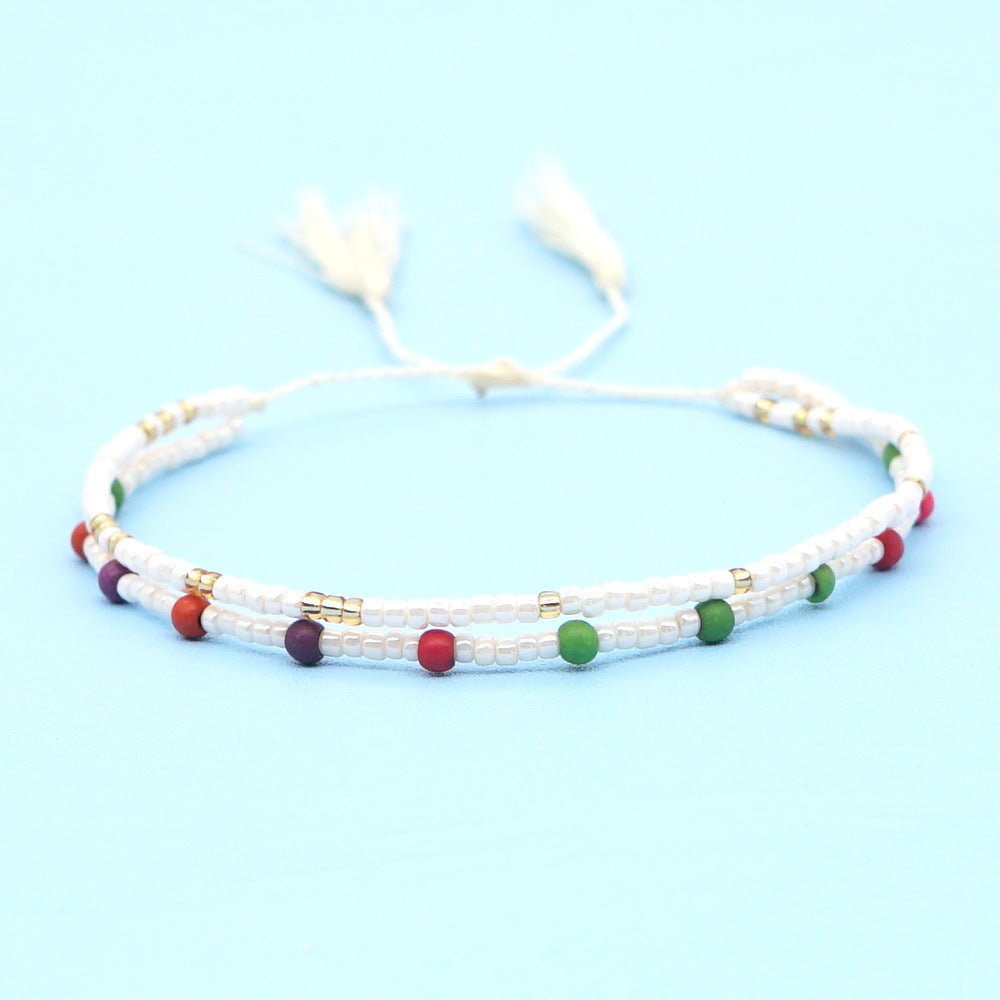 Fashion Wild Rice Beads Hand-woven Multi-layer Beaded Tassel Bracelet