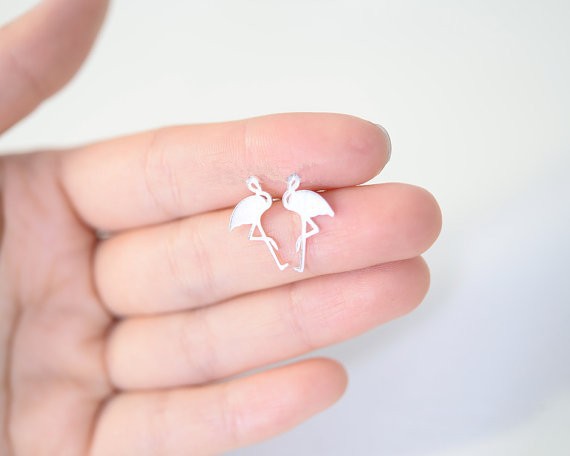 Fashion Animals Brushed Red-crowned Crane Flamingo Long-legged Crane Earrings Wholesale