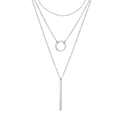 Lady Geometric Stainless Steel Plating Layered Necklaces