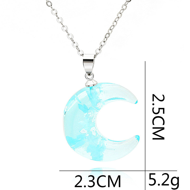 New Moon Crescent Sky White Cloud Resin Pendant Luminous Blue Sky Cloud Necklace Accessories