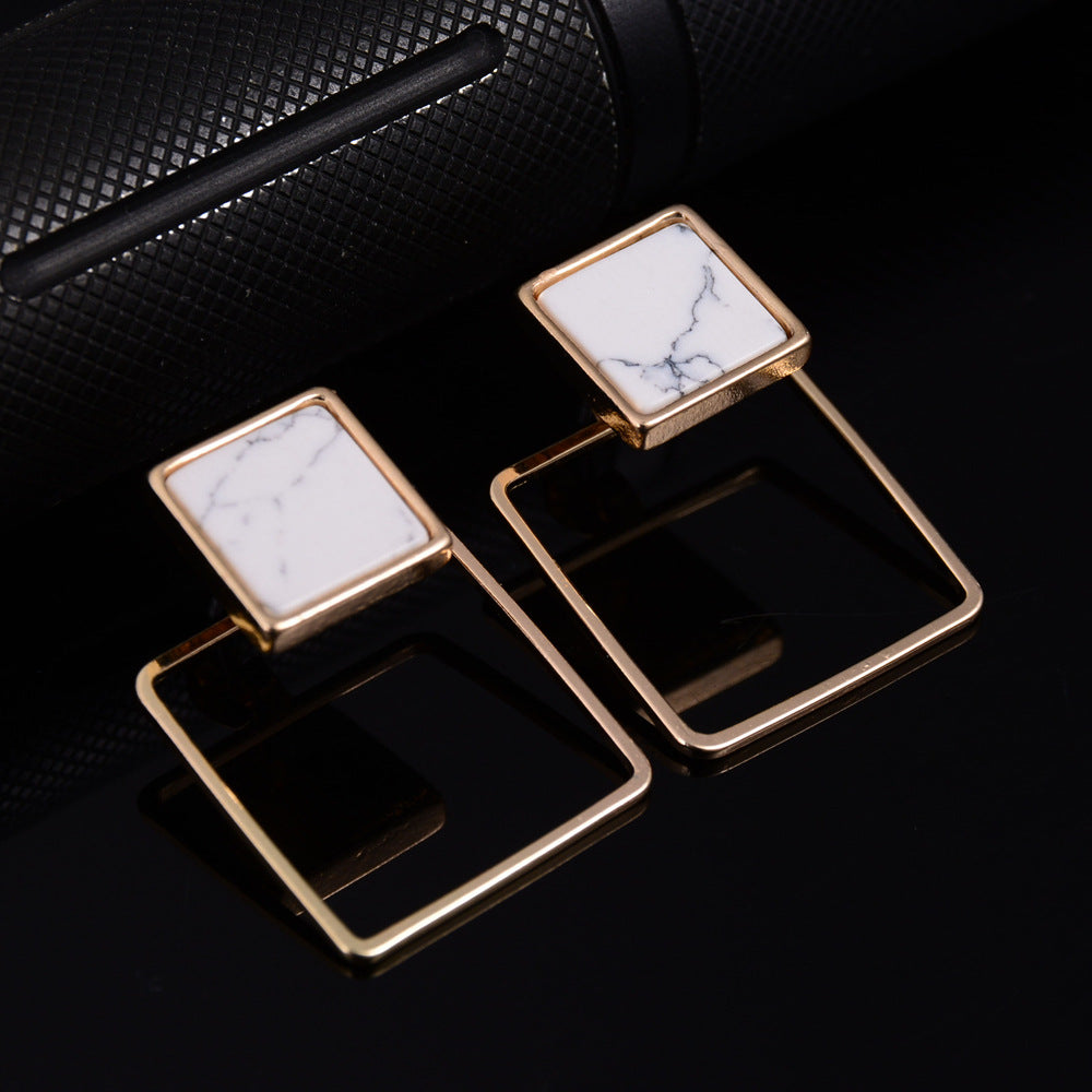 Occident Alloy Inlaid Precious Stones Earrings ( Triangle ) Nhbq0153