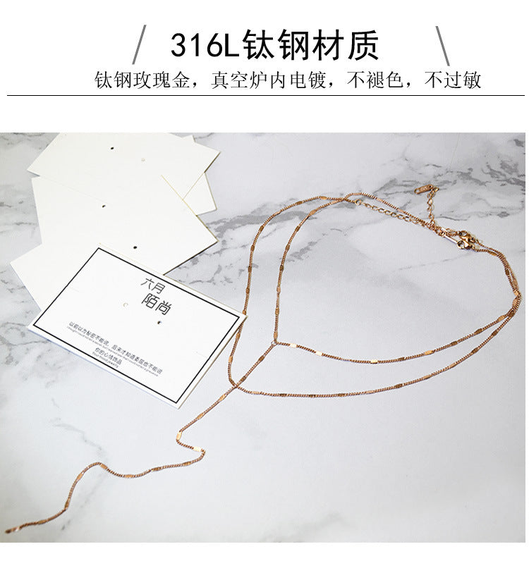 Titanium&stainless Steel Korea Geometric Necklace  (long Rose Alloy)  Fine Jewelry Nhok0524-long-rose-alloy