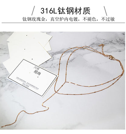 Titanium&stainless Steel Korea Geometric Necklace  (long Rose Alloy)  Fine Jewelry Nhok0524-long-rose-alloy