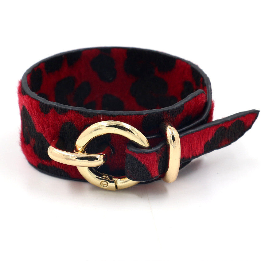 1 Piece Fashion Pu Leather Metal Button Women's Bangle