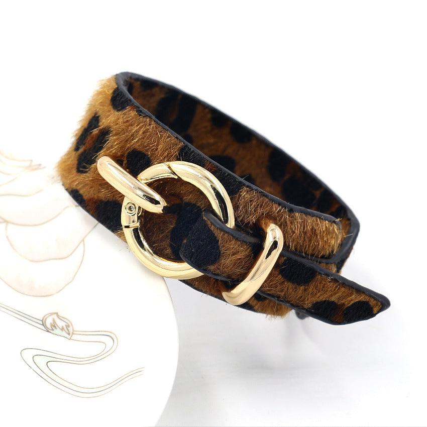 1 Piece Fashion Pu Leather Metal Button Women's Bangle