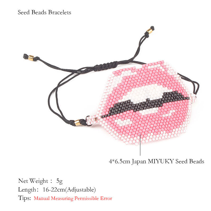 European And American Lips Tassel Bracelet Miyuki Beads Hand-woven Mouth Bracelet