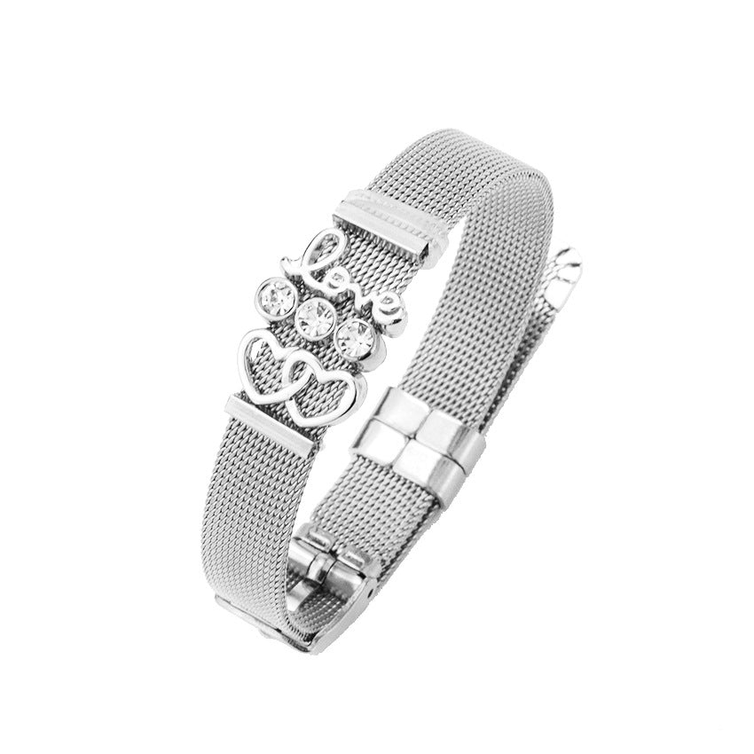 Titanium&stainless Steel Fashion Sweetheart Bracelet  (steel Color) Nhhn0376-steel-color