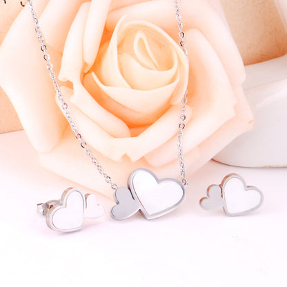 2 Pieces Fashion Heart Shape Stainless Steel Shell Plating Women's Jewelry Set