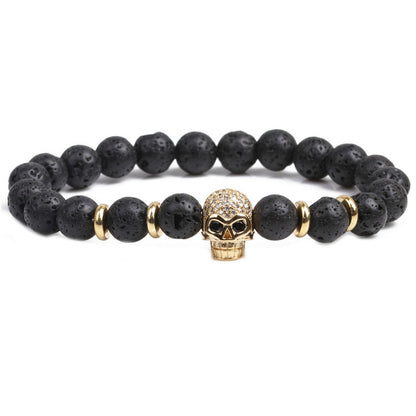 Natural Stone Fashion Skeleton Skull Bracelet  (green Pine Suit) Nhyl0384-green-pine-suit