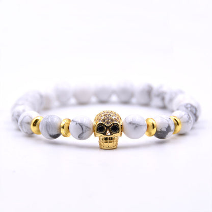 Natural Stone Fashion Skeleton Skull Bracelet  (green Pine Suit) Nhyl0384-green-pine-suit