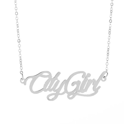 Fashion Simple Ladies Wild Lettering Alloy Clavicle Chain Necklace