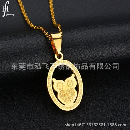 Titanium&stainless Steel Korea Geometric Necklace  (shell - Owl) Nhhf0180-shell-owl