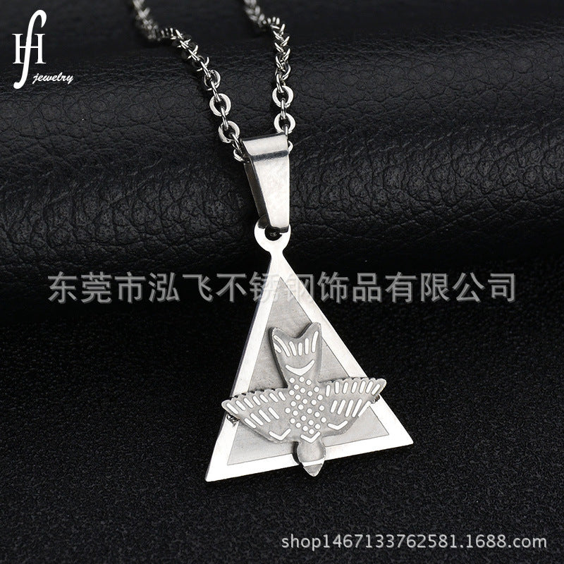 Titanium&stainless Steel Korea Geometric Necklace  (shell - Owl) Nhhf0180-shell-owl