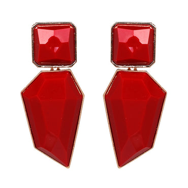 Plastic Simple Geometric Earring  (red) Nhjj4884-red