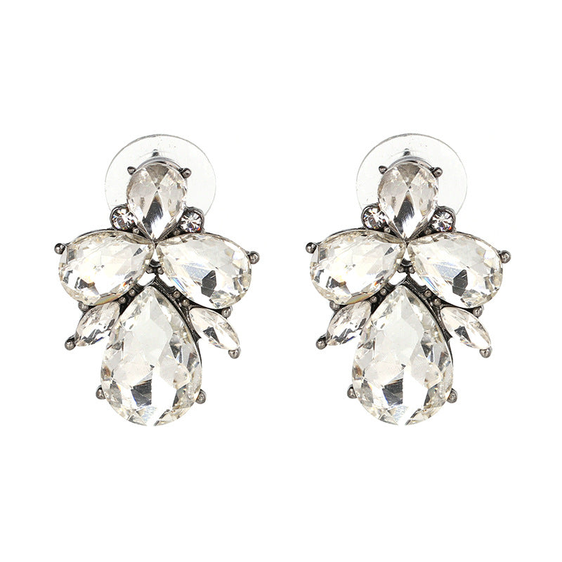Fashion Geometric Inlaid Crystal Alloy Acrylic Earrings Ear Studs