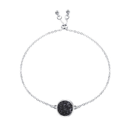 Korean Round Crystal Cluster Simple Natural Stone Alloy Bracelet